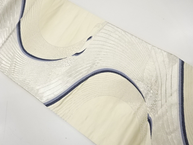 JAPANESE KIMONO / ANTIQUE FUKURO OBI / SILK / WOVEN CRANE